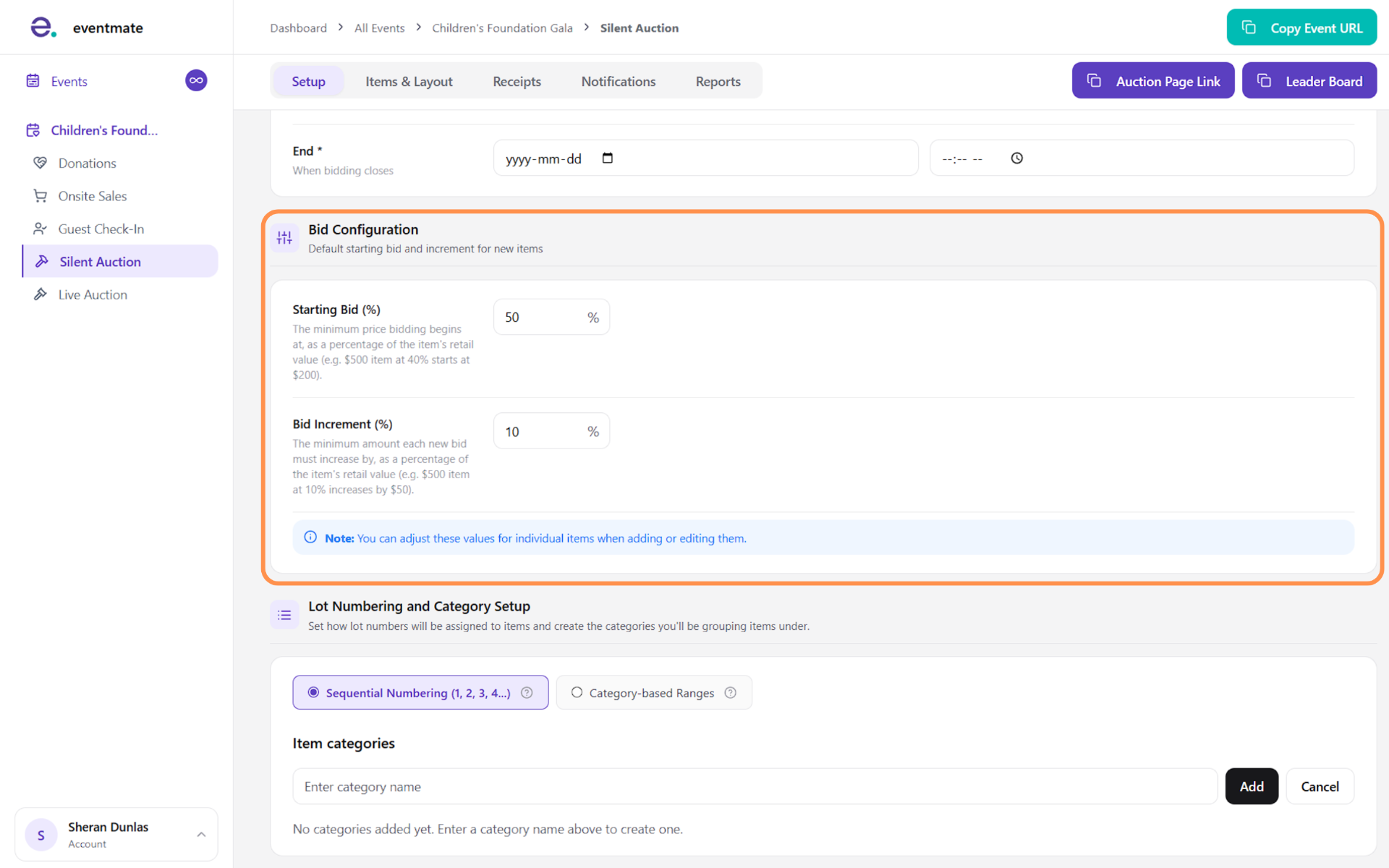 Configuring your default bids