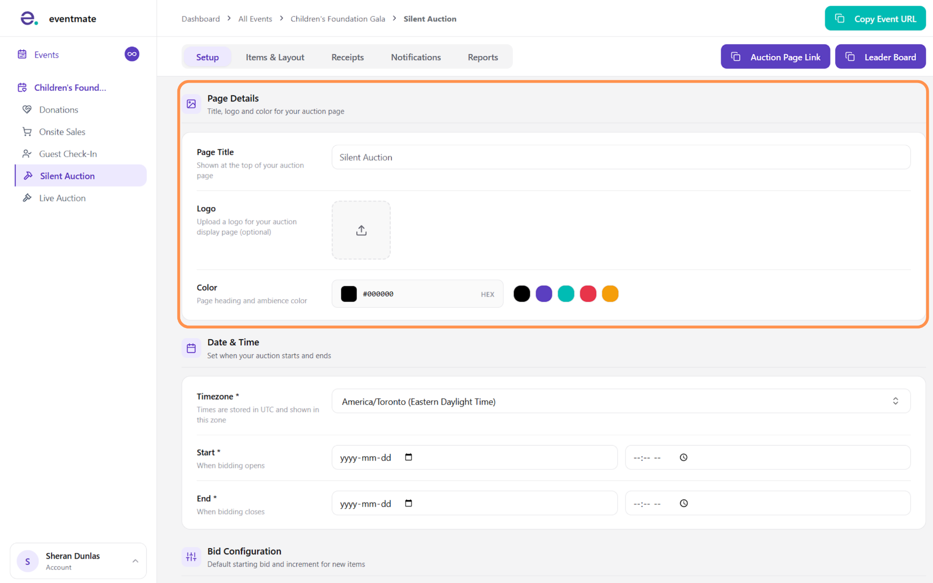 Adding your page details