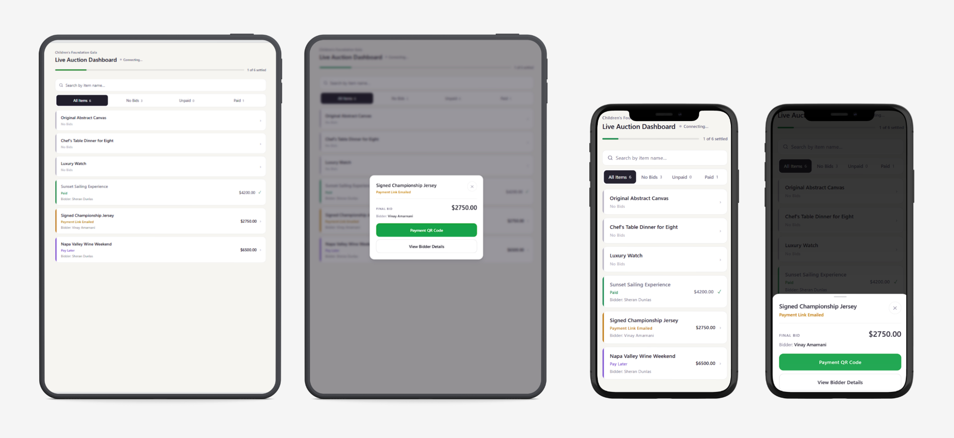 Your live auction dashboard