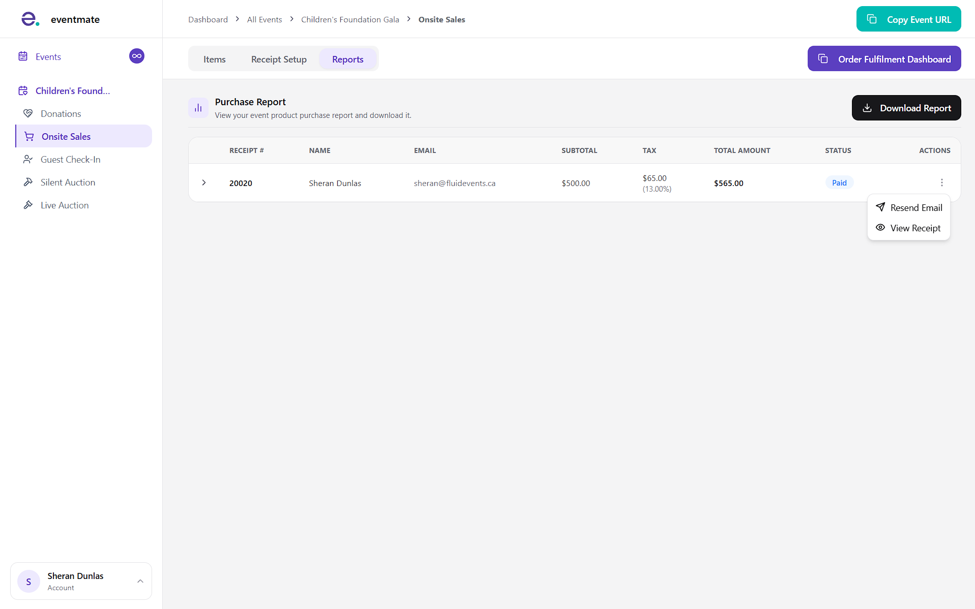 Resending and viewing receipt